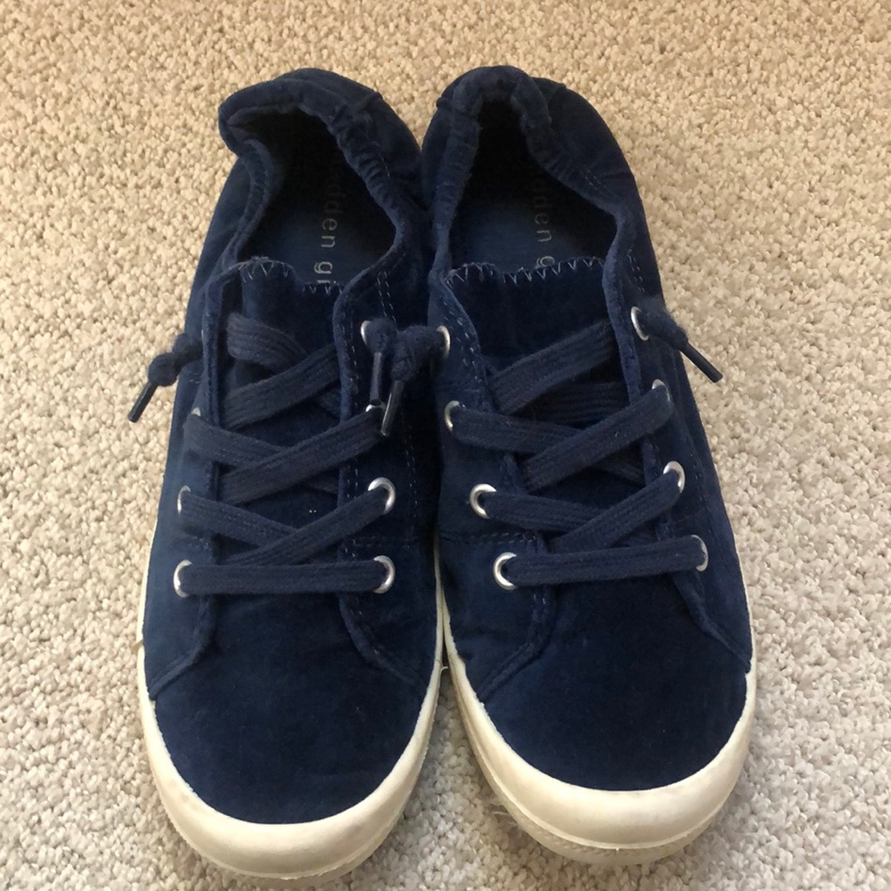 Madden Girl Slip-on lace-up blue velvet sneakers